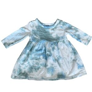 Old Navy Baby Girl Blue Tie-Dye Long-Sleeve Dress Spring dress- Size 0-3 Months